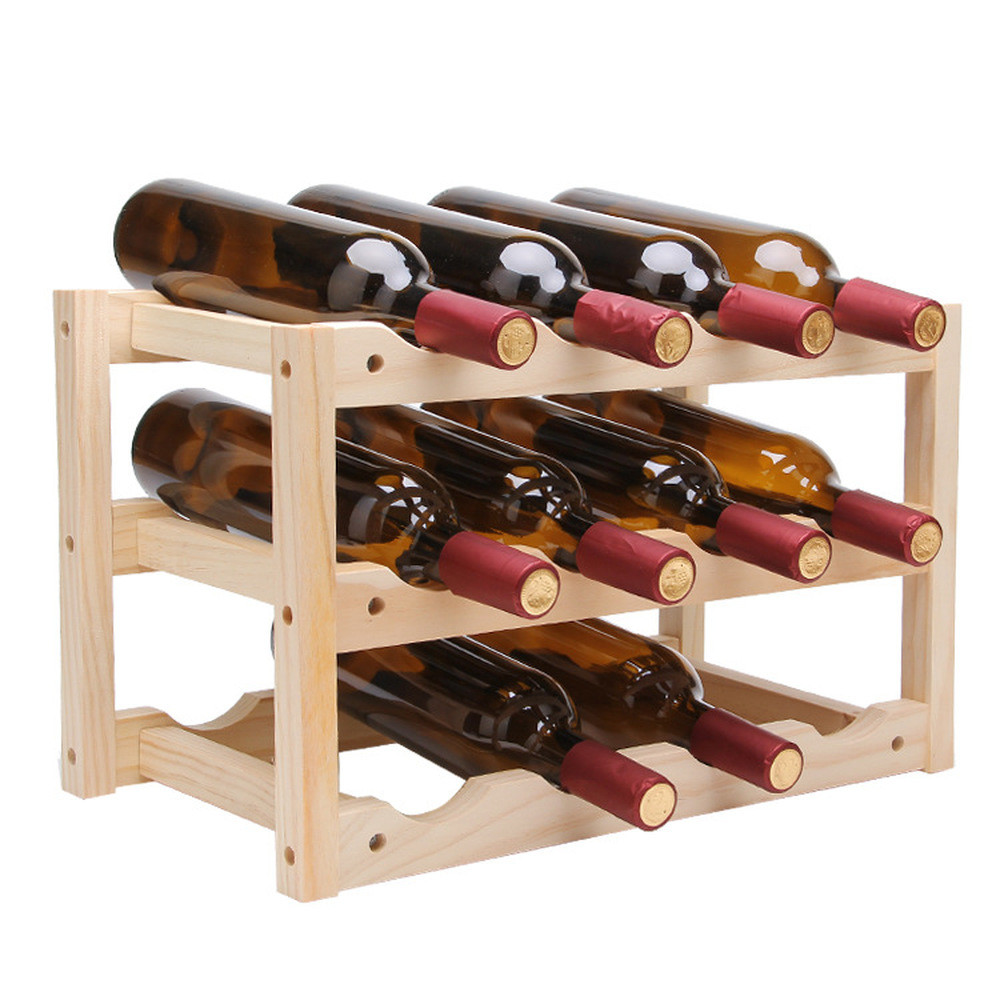 DIY Wooden Wine Rack
 12Bottle Red Wine Rack DIY Beer Holder Kitchen Bar Solid