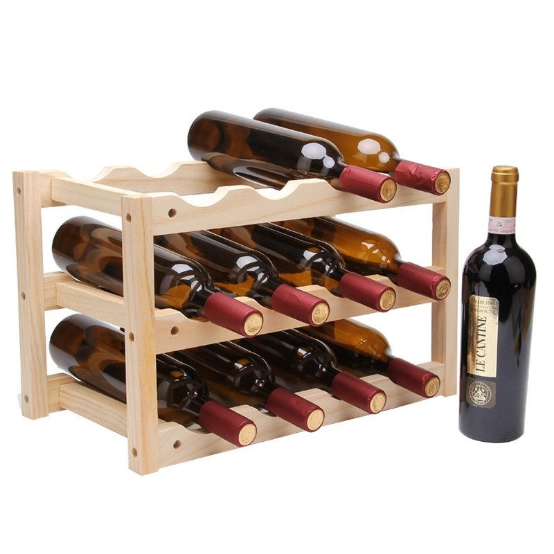 DIY Wooden Wine Rack
 Creative Foldable Shelf Wine Racks Wooden 12Bottle