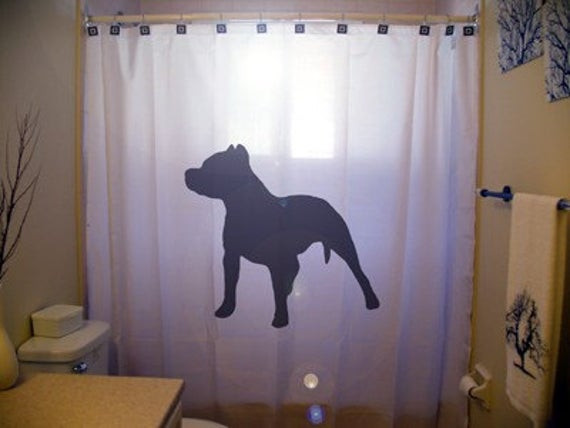 Dog Bathroom Decor
 Pitbull Shower Curtain Dog bathroom decor pit bull black