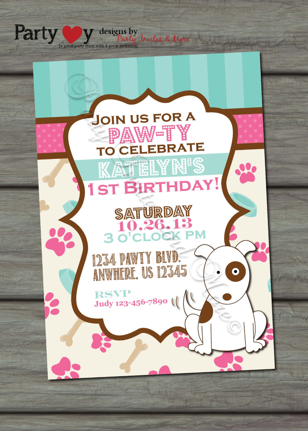 Dog Birthday Party Invitations
 Puppy Birthday Invitation Dog Birthday by PartyInvitesAndMore