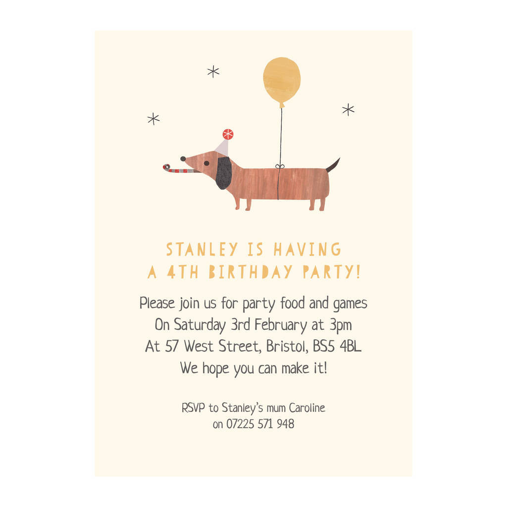 Dog Birthday Party Invitations
 personalised dog birthday invitations by made by ellis