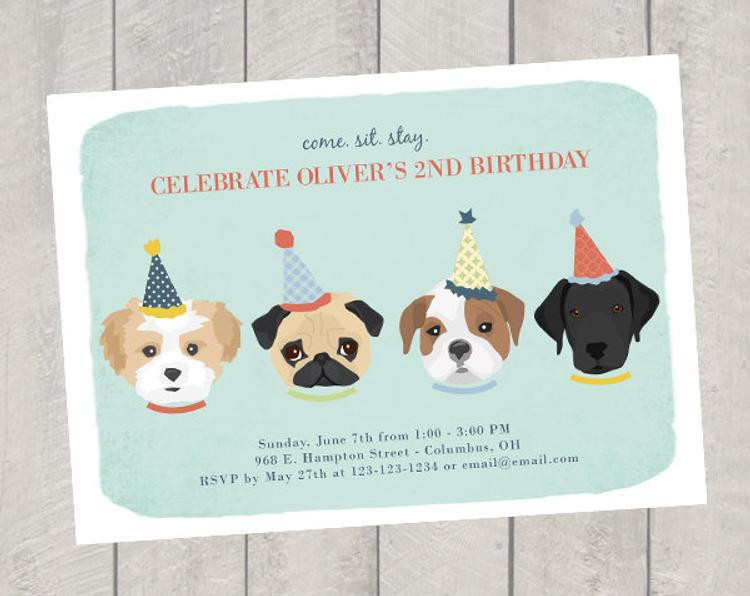 Dog Birthday Party Invitations
 Dog Theme Birthday Invitation Children s by