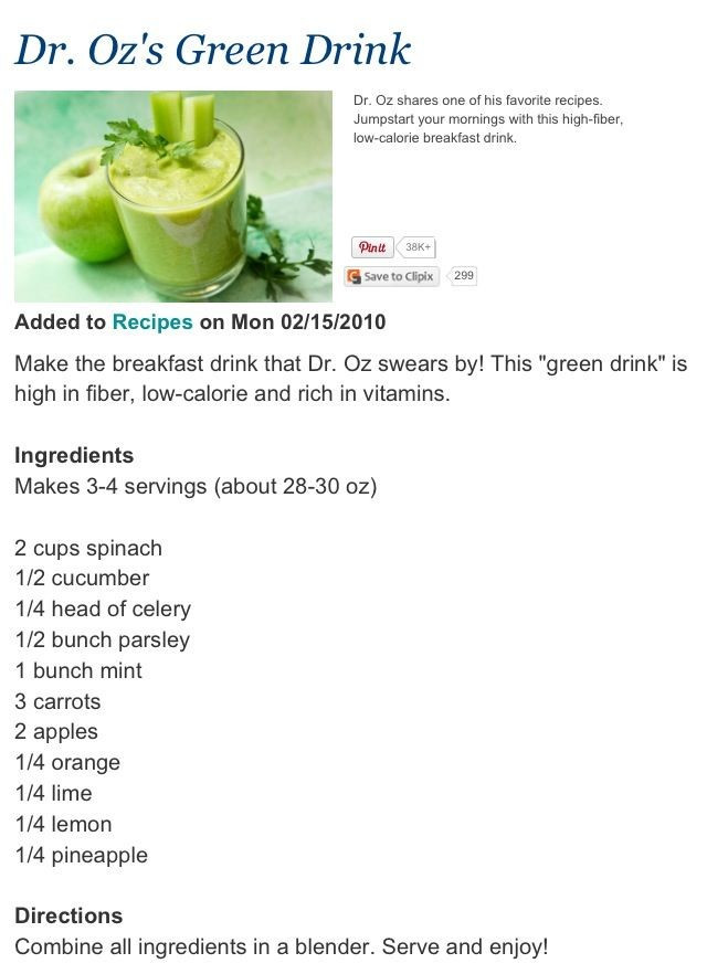 Dr Oz Smoothies For Weight Loss
 dr oz green smoothie