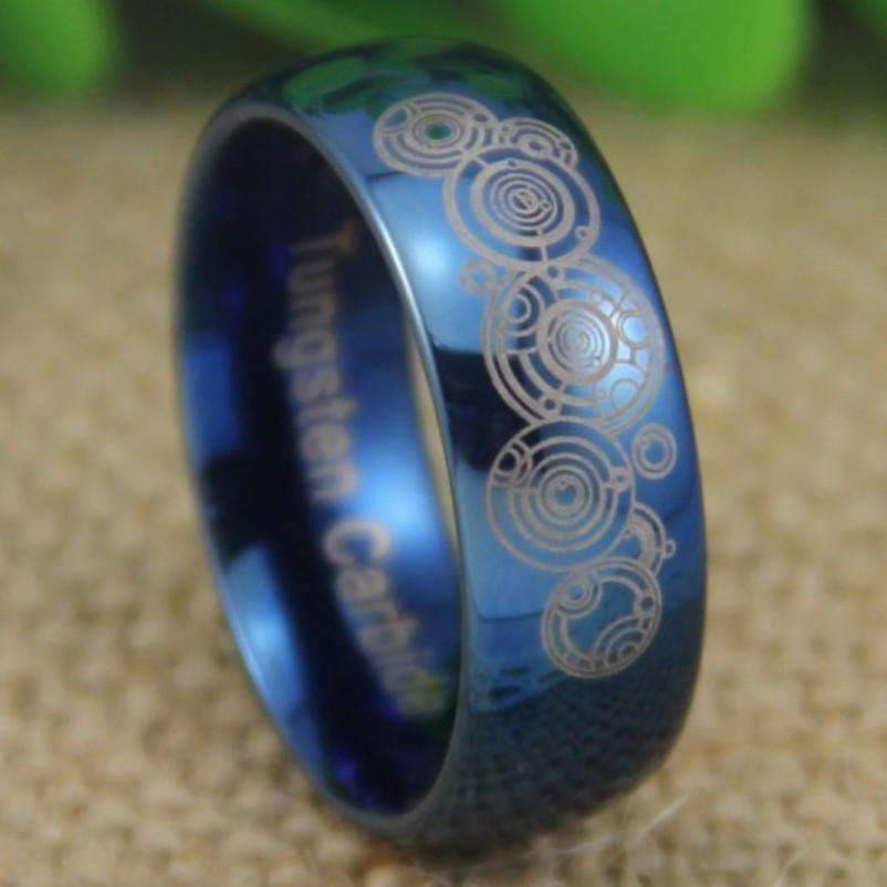 Dr Who Wedding Rings
 Doctor Who Time Lord Shiny Blue Dome Wedding Ring