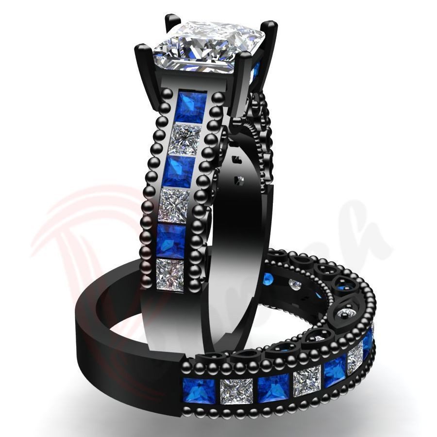 Dr Who Wedding Rings
 3 60Ct Doctor Who Blue White Diamond Wedding Engagement