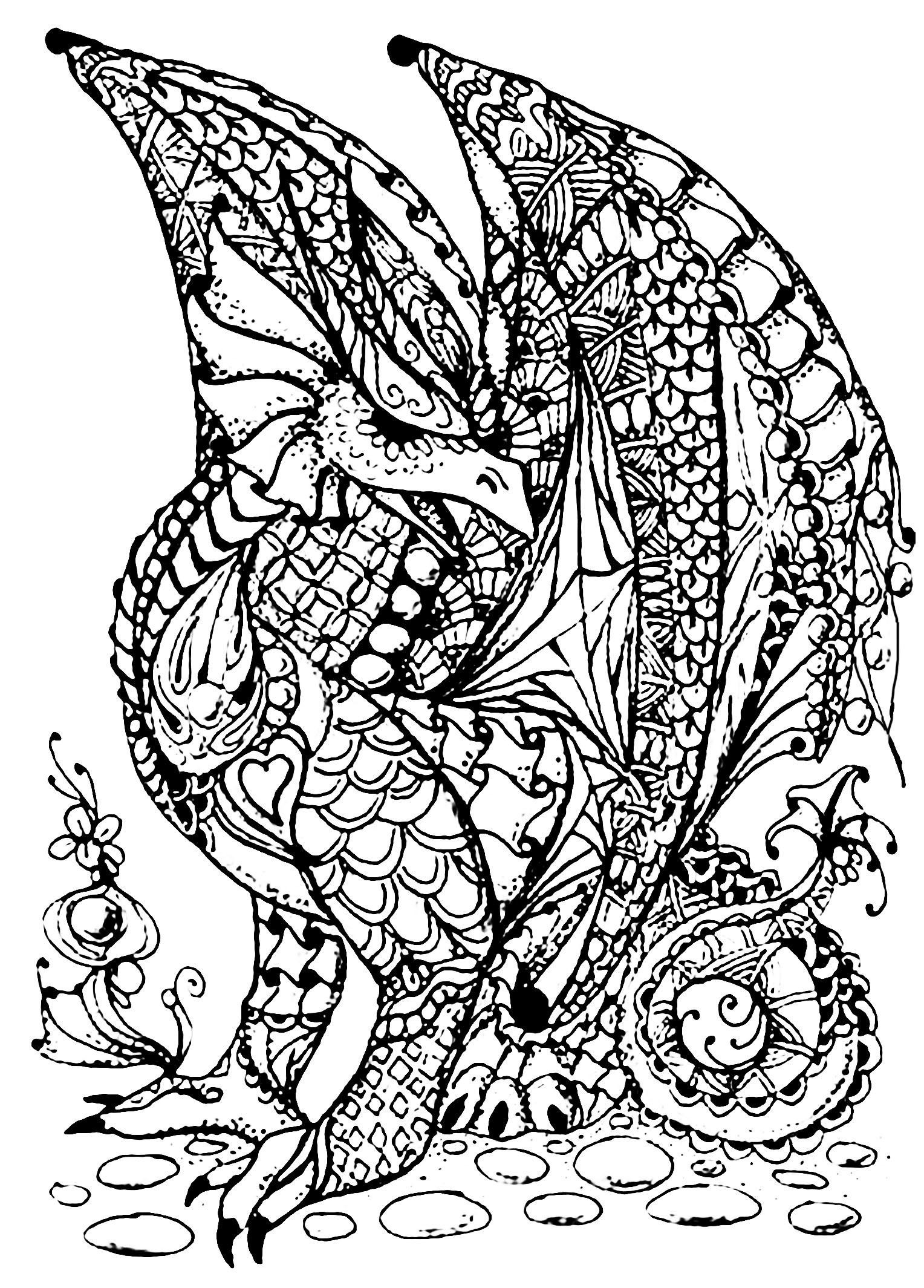 Dragon Coloring Books For Adults
 Dragon full of scales Dragons Adult Coloring Pages