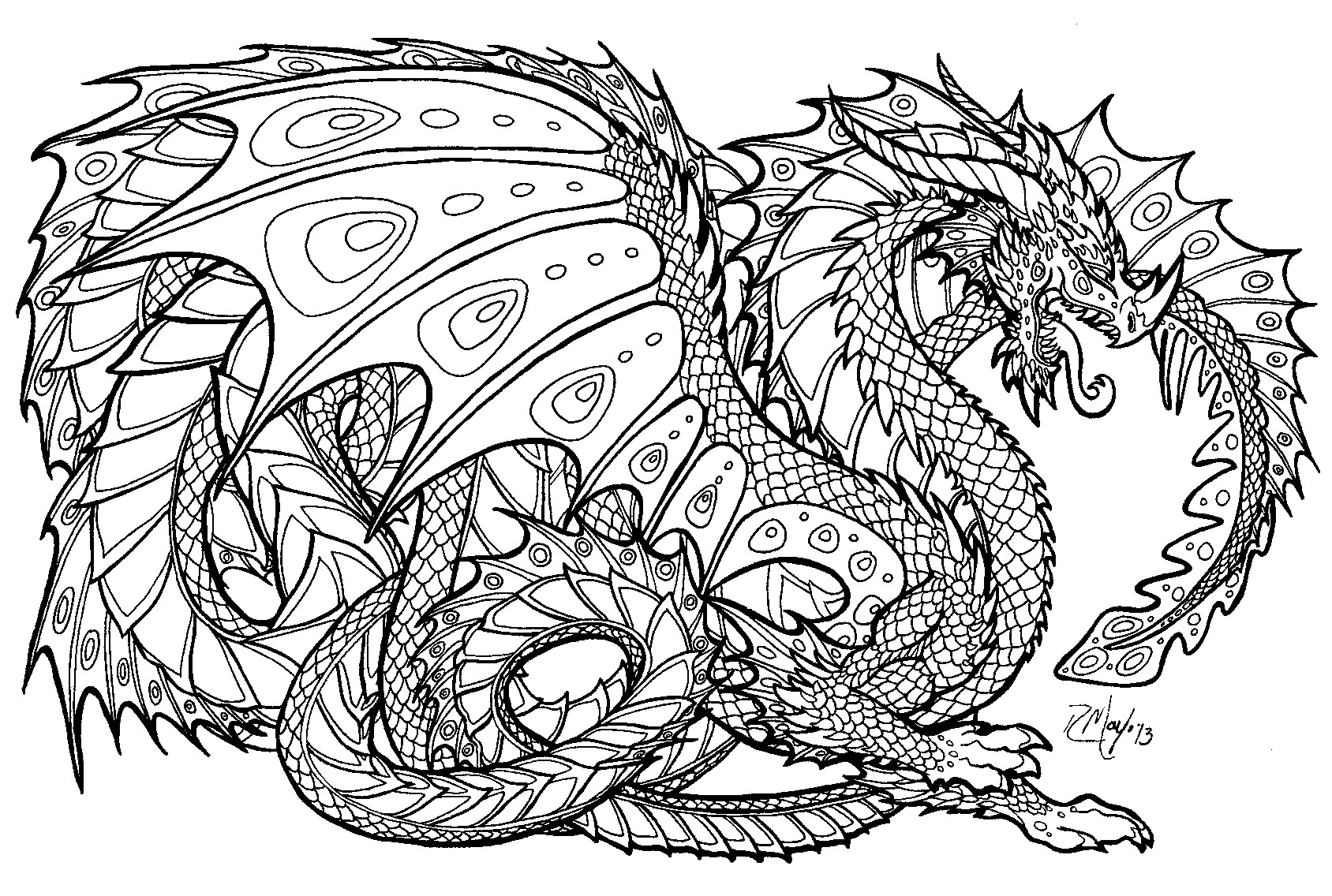 Dragon Coloring Books For Adults
 Dragon coloring pages for adults to and print for