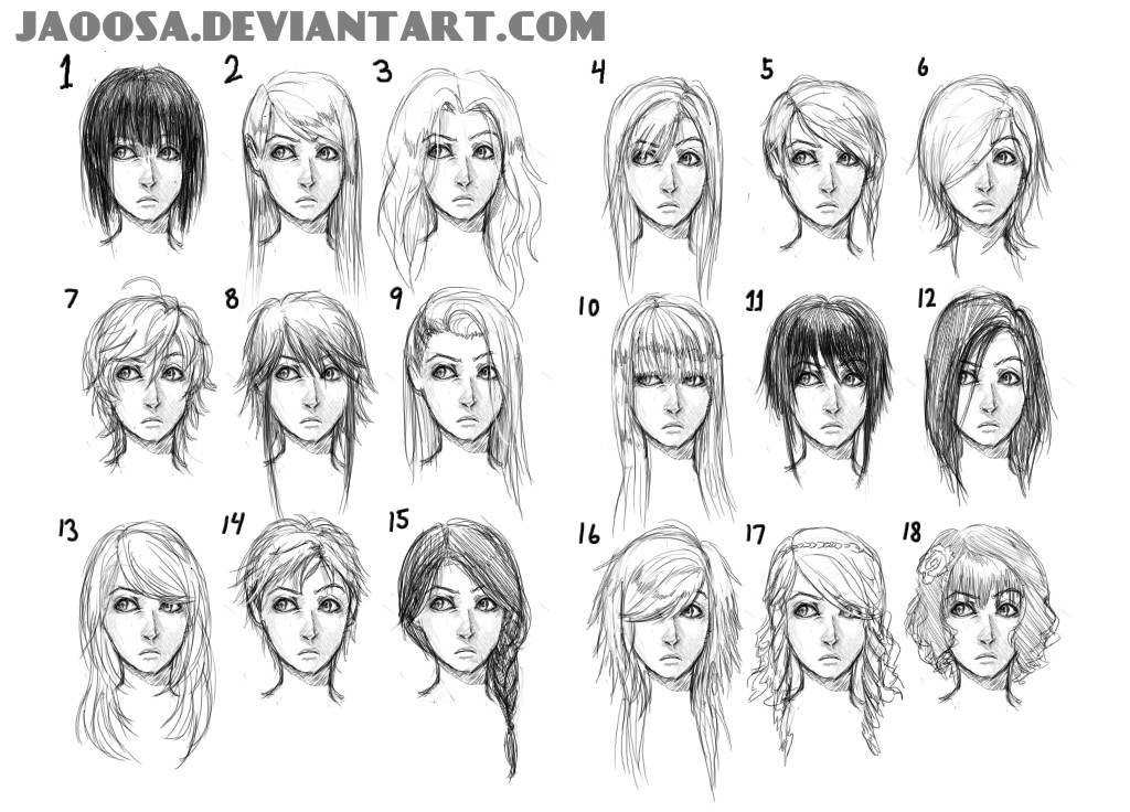 Drawing Female Hairstyles
 Templates – anglewithashotguncontent