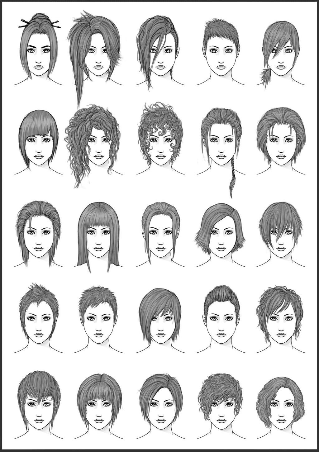 Drawing Female Hairstyles
 Women s Hair Set 4 by dark sheikah on DeviantArt