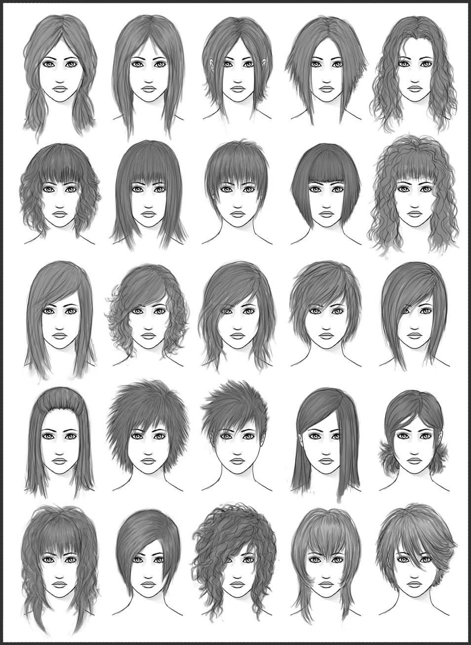 Drawing Female Hairstyles
 Women s Hair Set 2 by dark sheikah on deviantART Lots