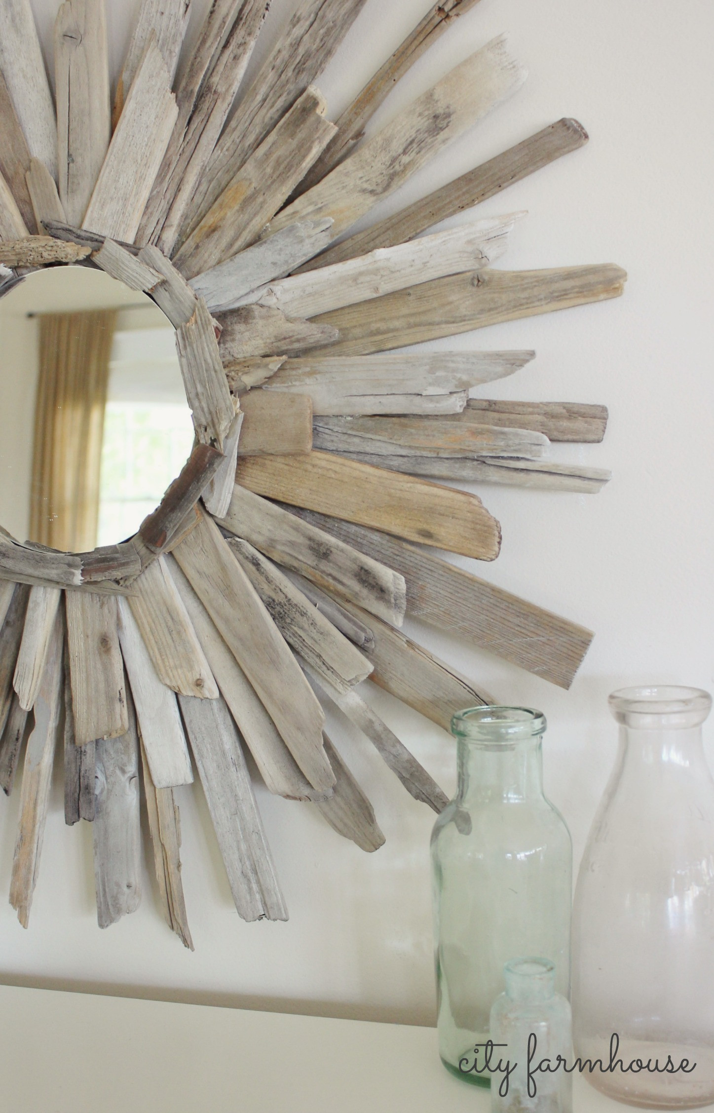 Driftwood Mirror DIY
 Thrifty & Pretty DIY Driftwood Mirror City Farmhouse