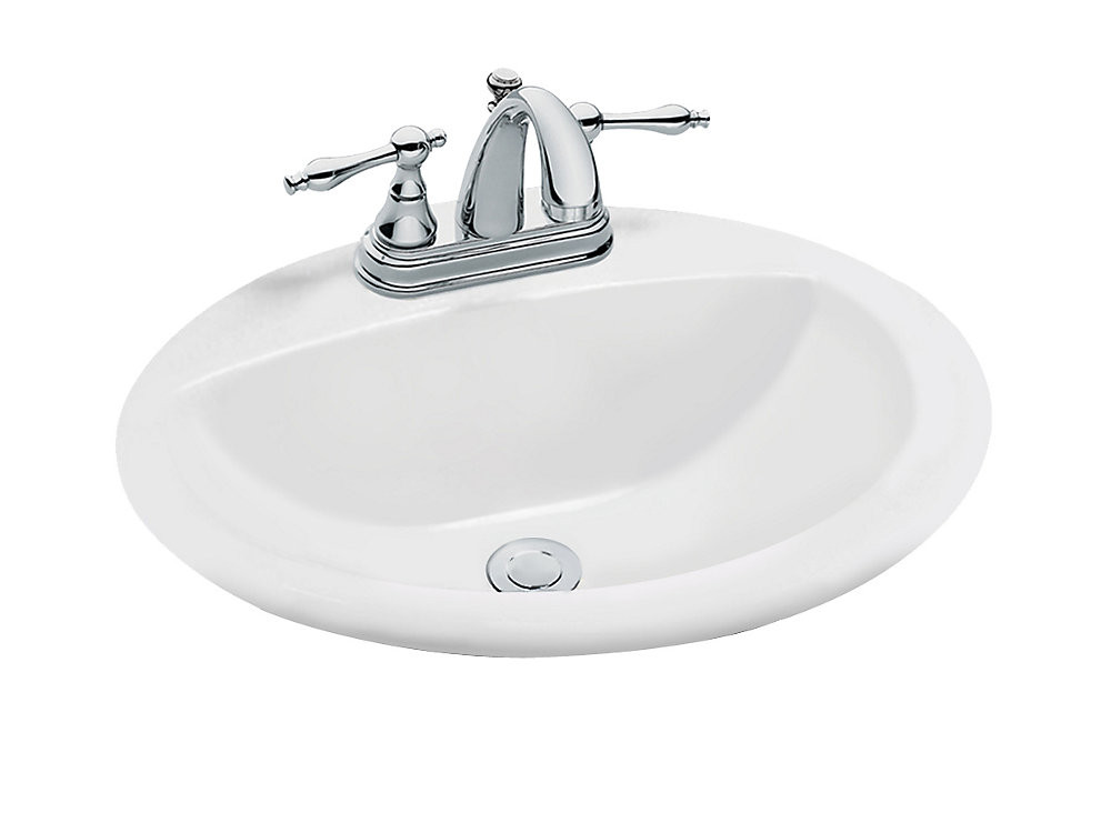 Drop In Bathroom Sinks Oval
 GLACIER BAY Oval Drop In Bathroom Sink in White