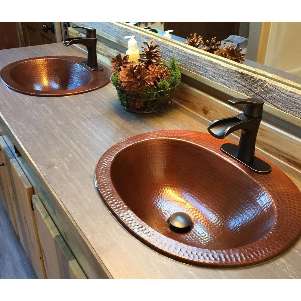 Drop In Bathroom Sinks Oval
 Oval Drop In Bathroom Sink Bowl 16 Gauge Aged Copper Basin
