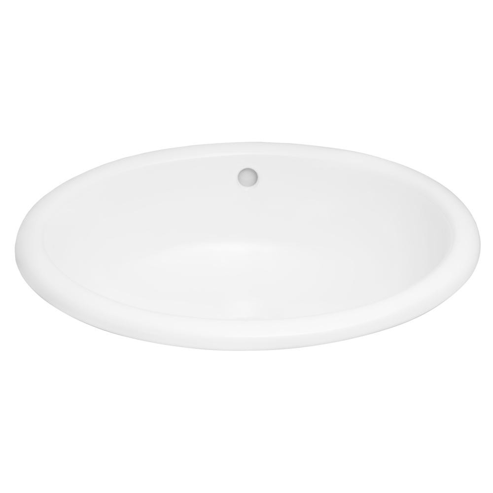 Drop In Bathroom Sinks Oval
 19" Cirque Oval Ceramic Drop In Bathroom Sink In White