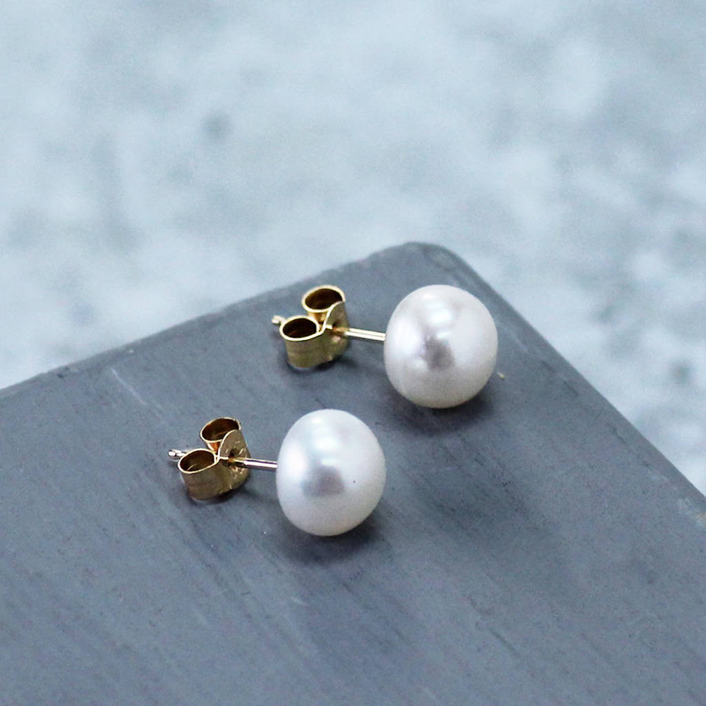 Earring Studs
 gold pearl stud earrings by hersey silversmiths