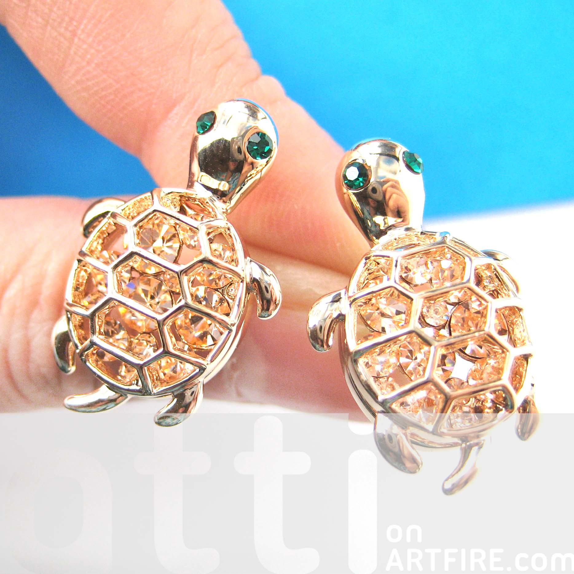 Earring Studs
 Cute Turtle Tortoise Sea Animal Stud Earrings in Gold with