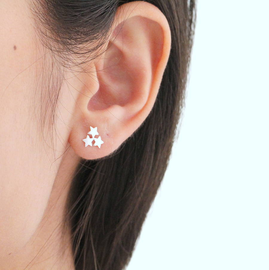 Earring Studs
 silver starry ear studs earrings by attic