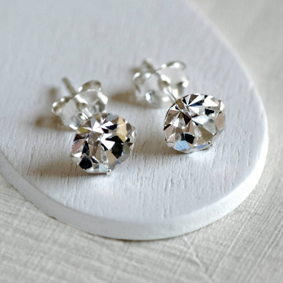 Earring Studs
 Sterling Silver Diamante Stud Earrings By Highland Angel