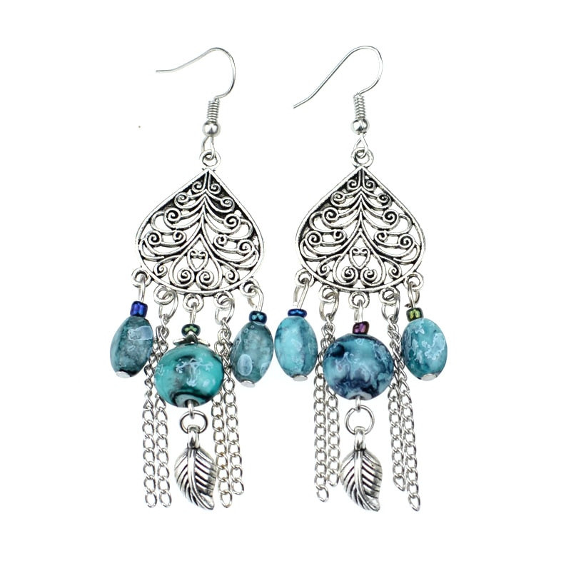 Earrings For Teens
 ER383 Tibetan Silver Color Bohemian Water Drop Tassel