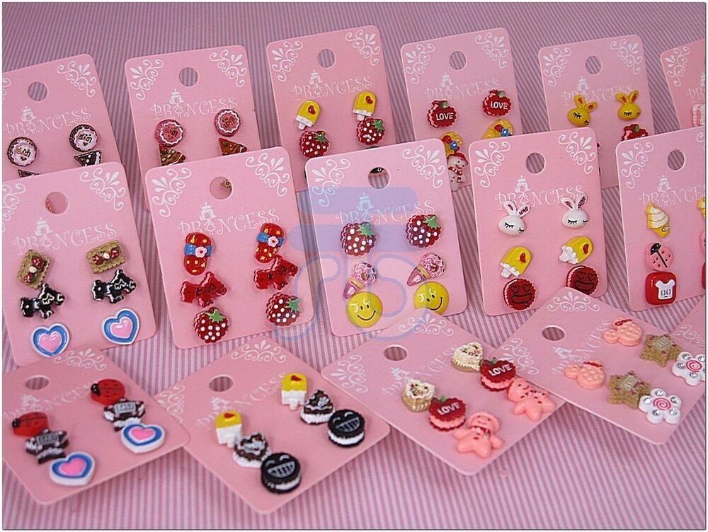 Earrings For Teens
 Wholesale Lot of 3 Color Cute Fashion Stud Studs Earrings