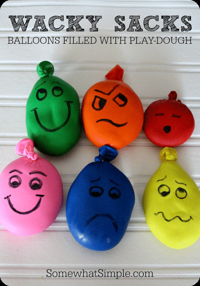 Easy Fun Crafts For Toddlers
 Wacky Sacks Balloons filled with Playdough Somewhat Simple