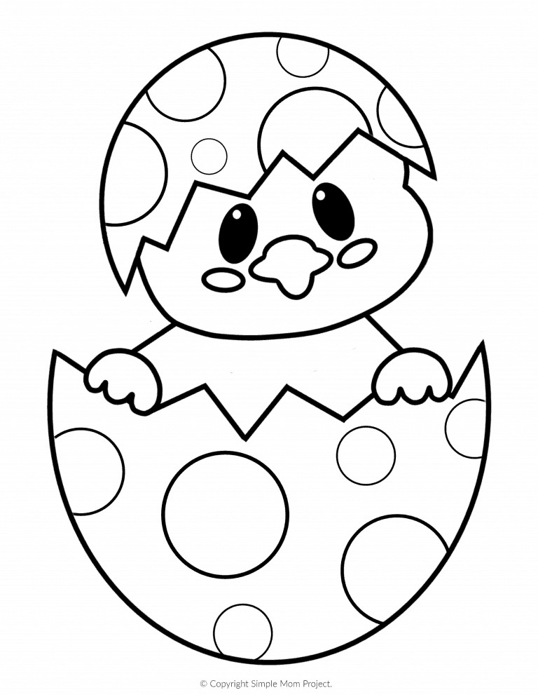 Easy Kids Coloring Pages
 Free Printable Easter Egg Chick Coloring Pages Simple
