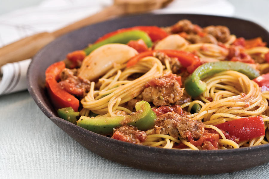 Easy Main Dishes
 Spaghetti With Sausage and Peppers Quick and Easy Main