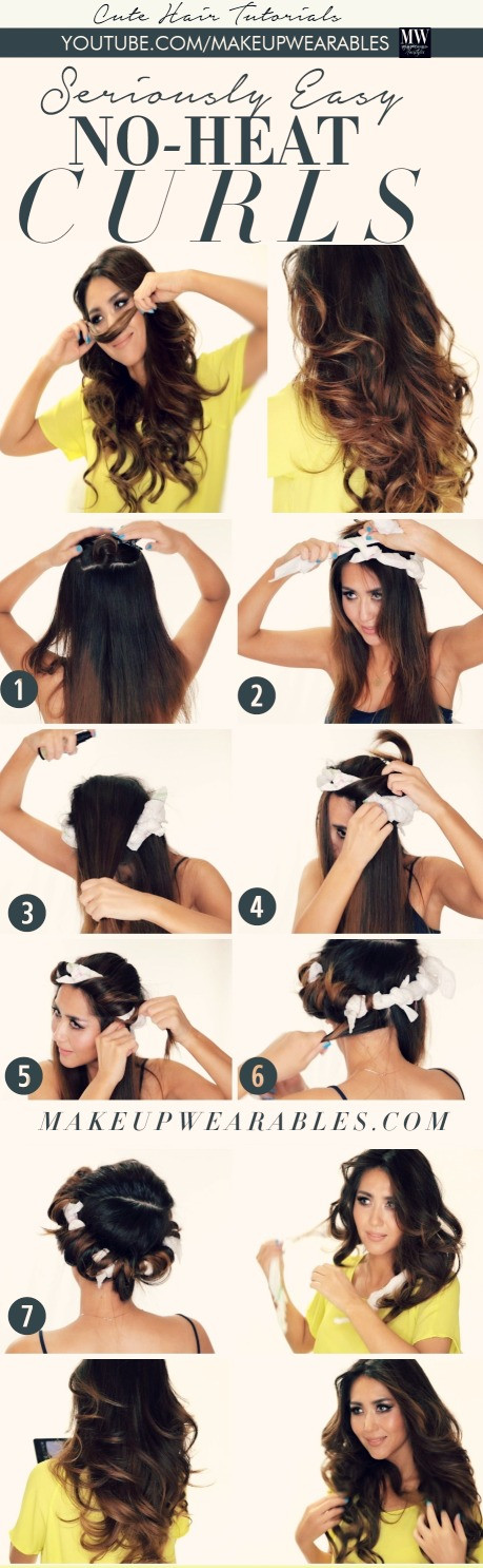 Easy Overnight Hairstyles
 How to No Heat Curls your hair overnight cute easy