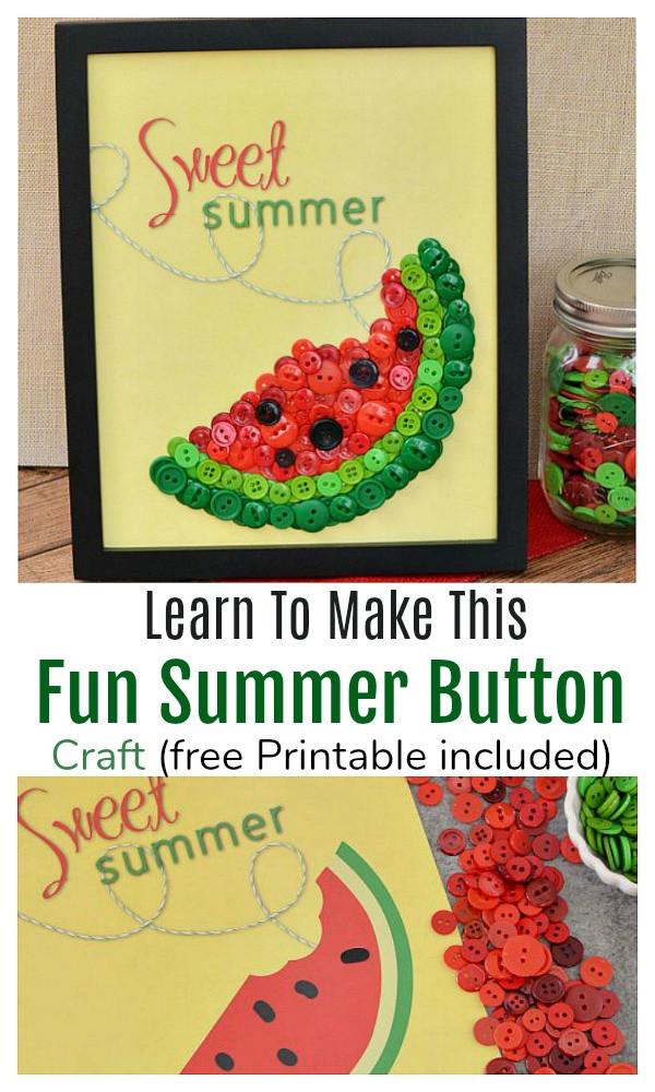Easy Summer Crafts For Adults
 Easy Watermelon Button Craft & Free Printable