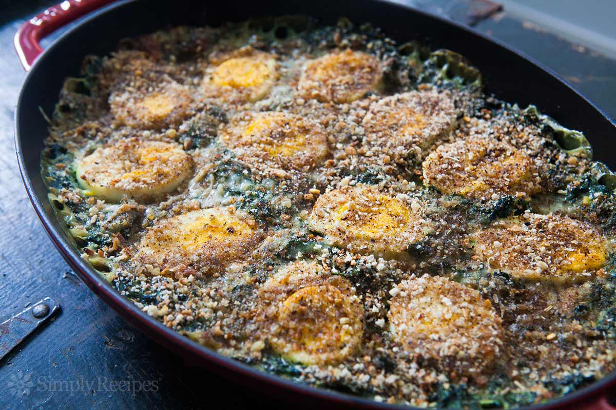 Egg Recipes For Dinner
 Spinach Gratin with Hard Boiled Eggs Recipe