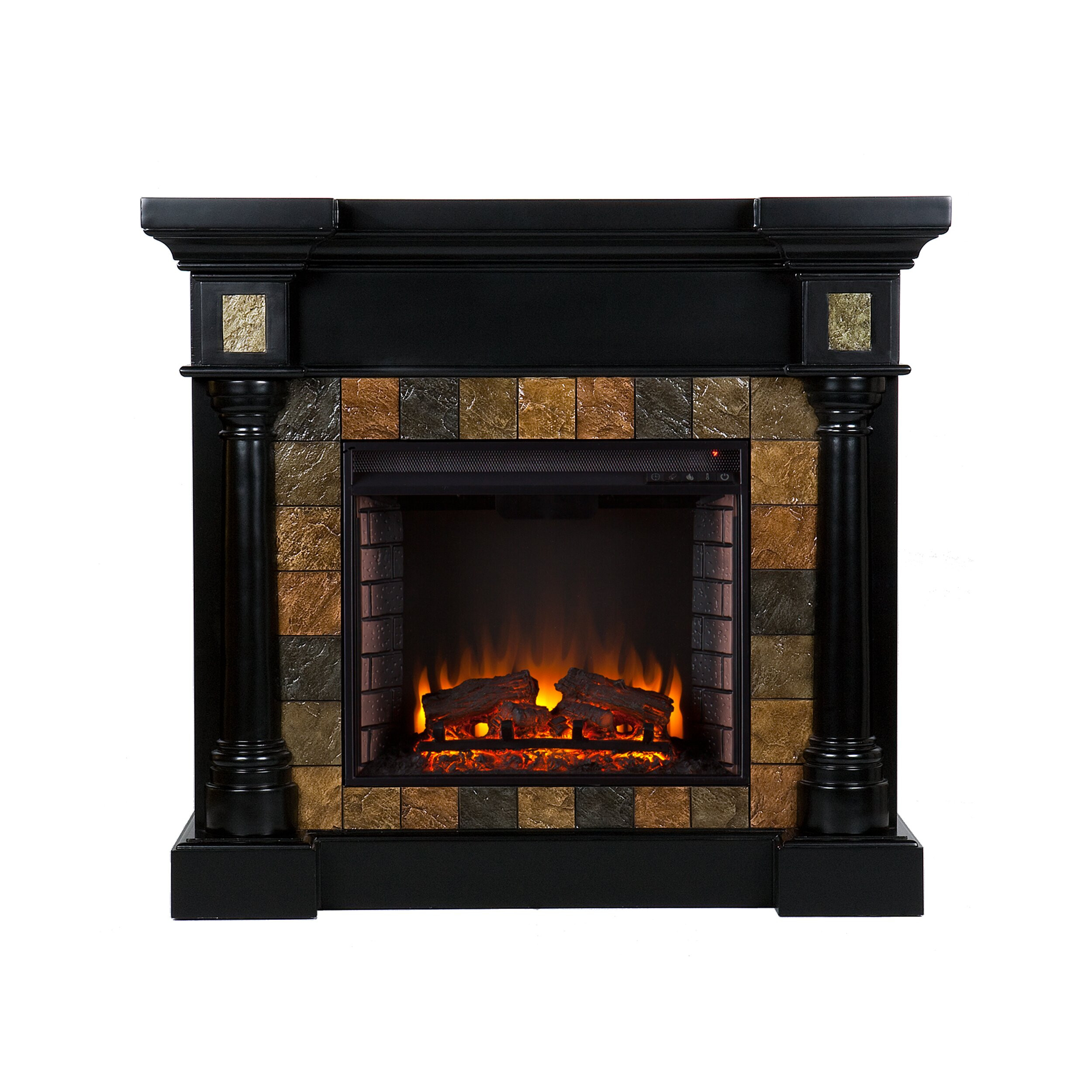 Electric Fireplace Black
 Wildon Home Carraway Faux Slate Convertible Electric