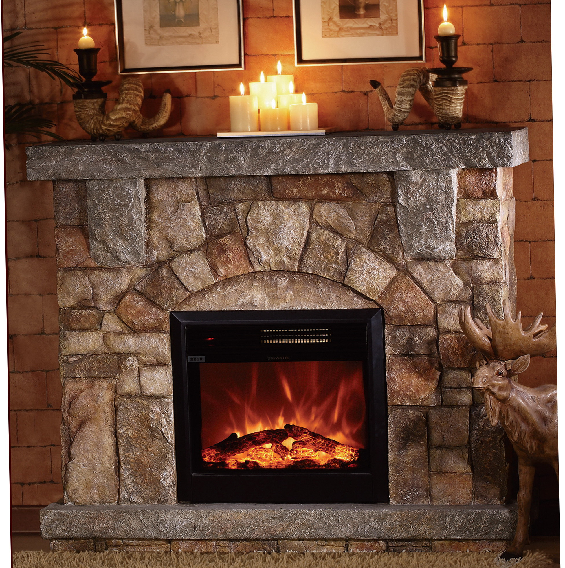 Electric Fireplace Decor
 Stone Electric Fireplace for Modern Rustic Home Designs