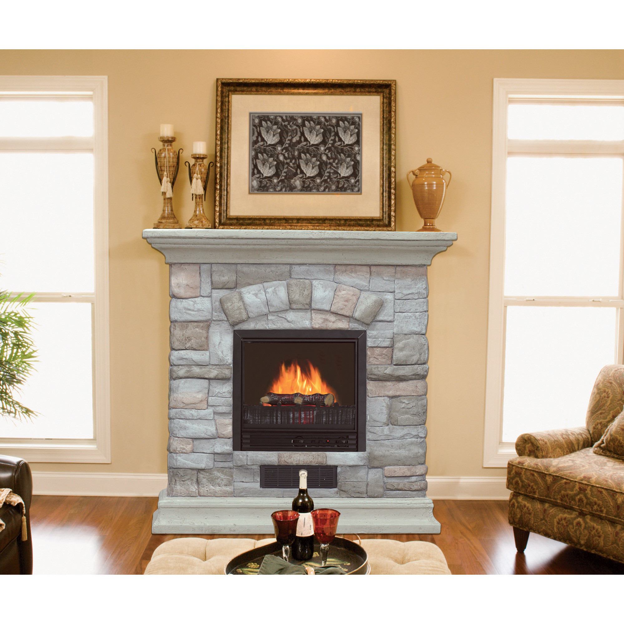 Electric Fireplace Decor
 Stone electric fireplace these choices at your