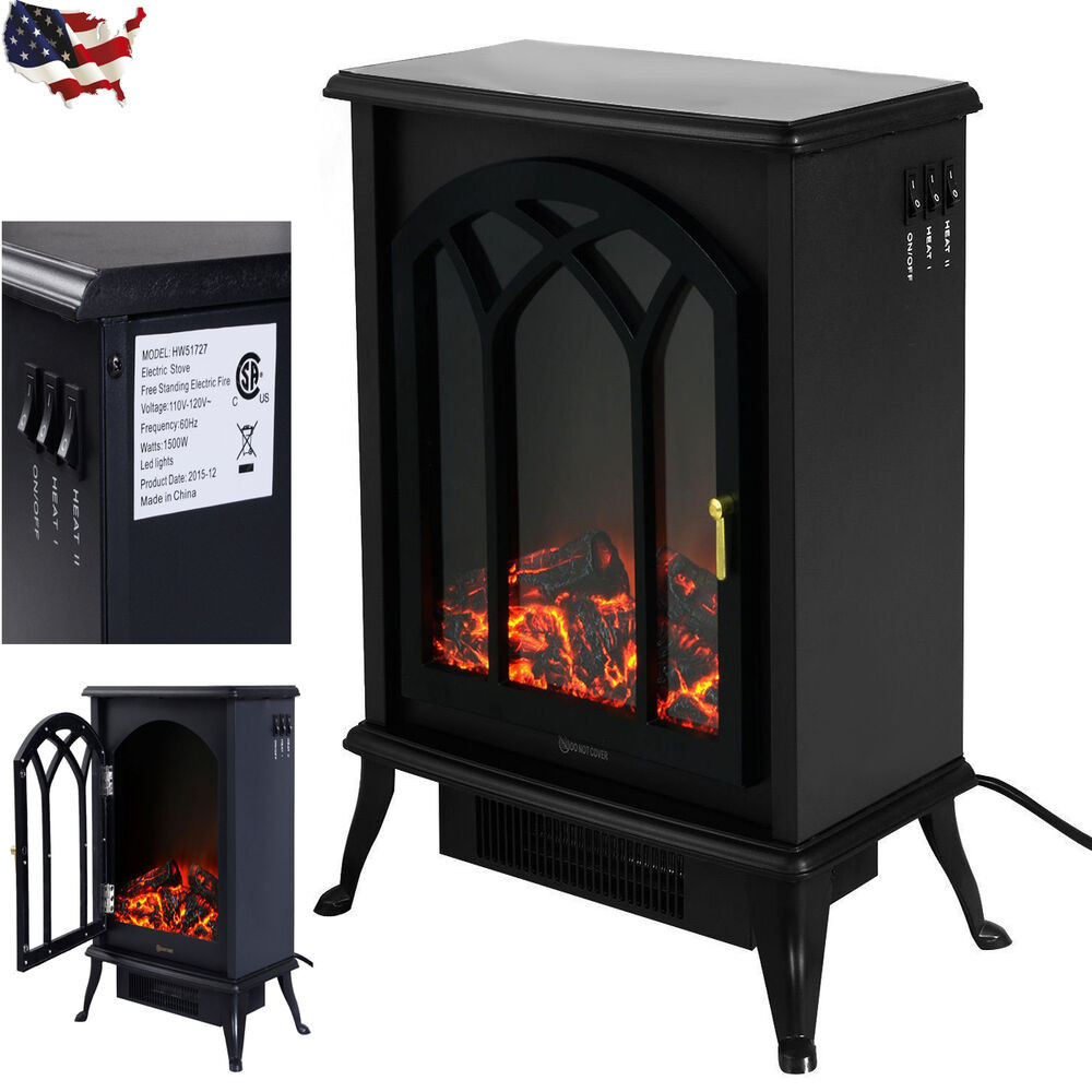 Electric Fireplace Stove
 1500W Adjustable Free Standing Electric Fireplace Heater