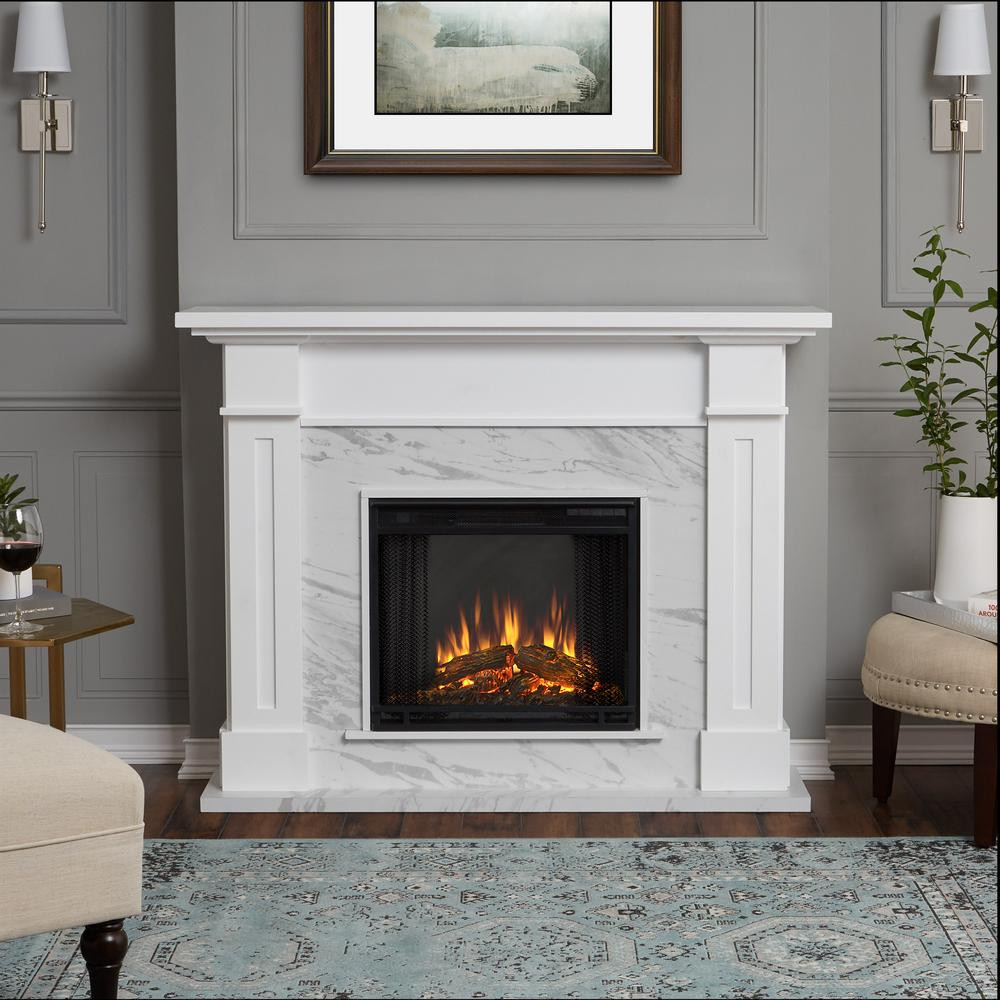 Electric Fireplace With Marble Top
 Real Flame Kipling 54 in Freestanding Electric Fireplace
