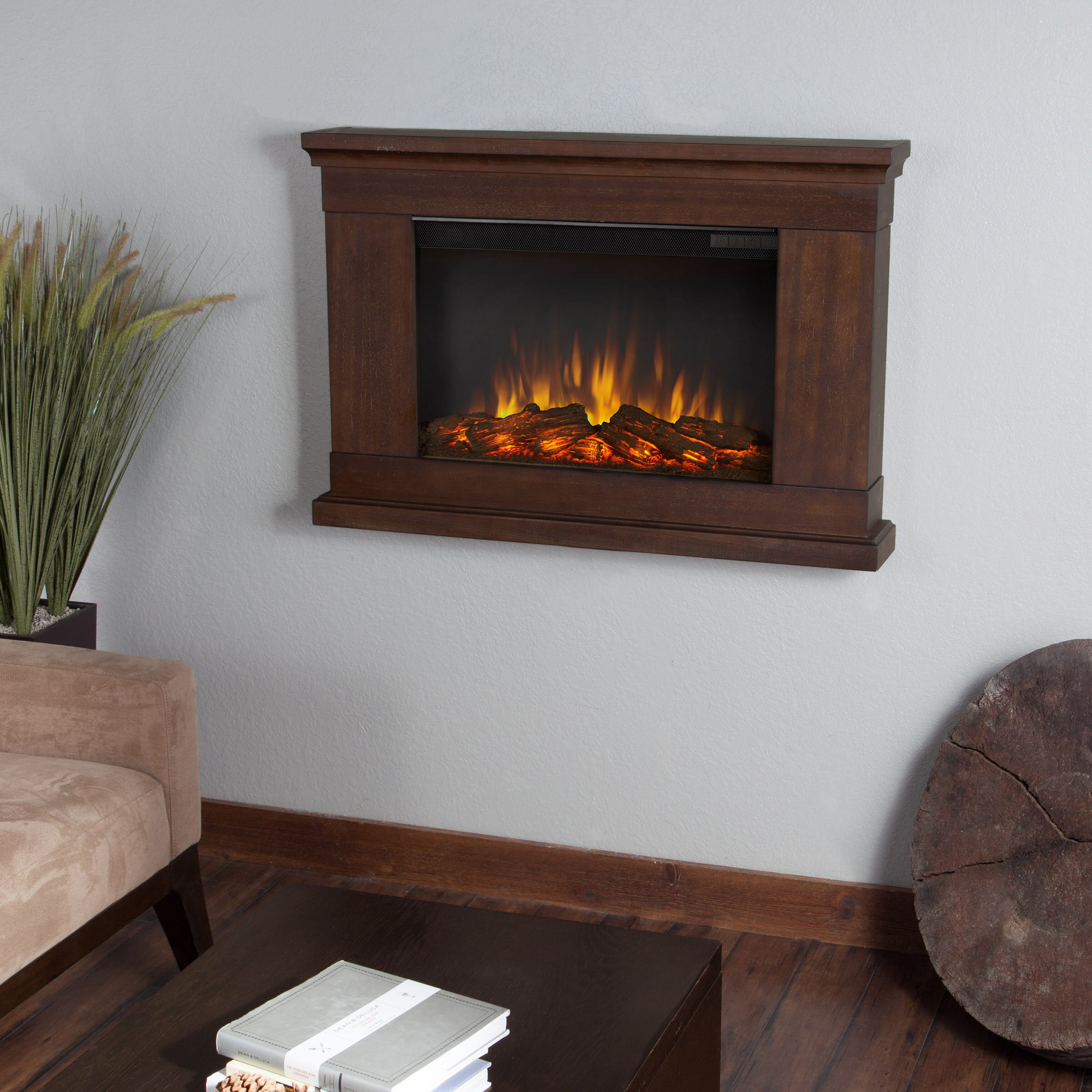 Electric Wall Mounted Fireplace
 Real Flame Slim Wall Mount Electric Fireplace & Reviews