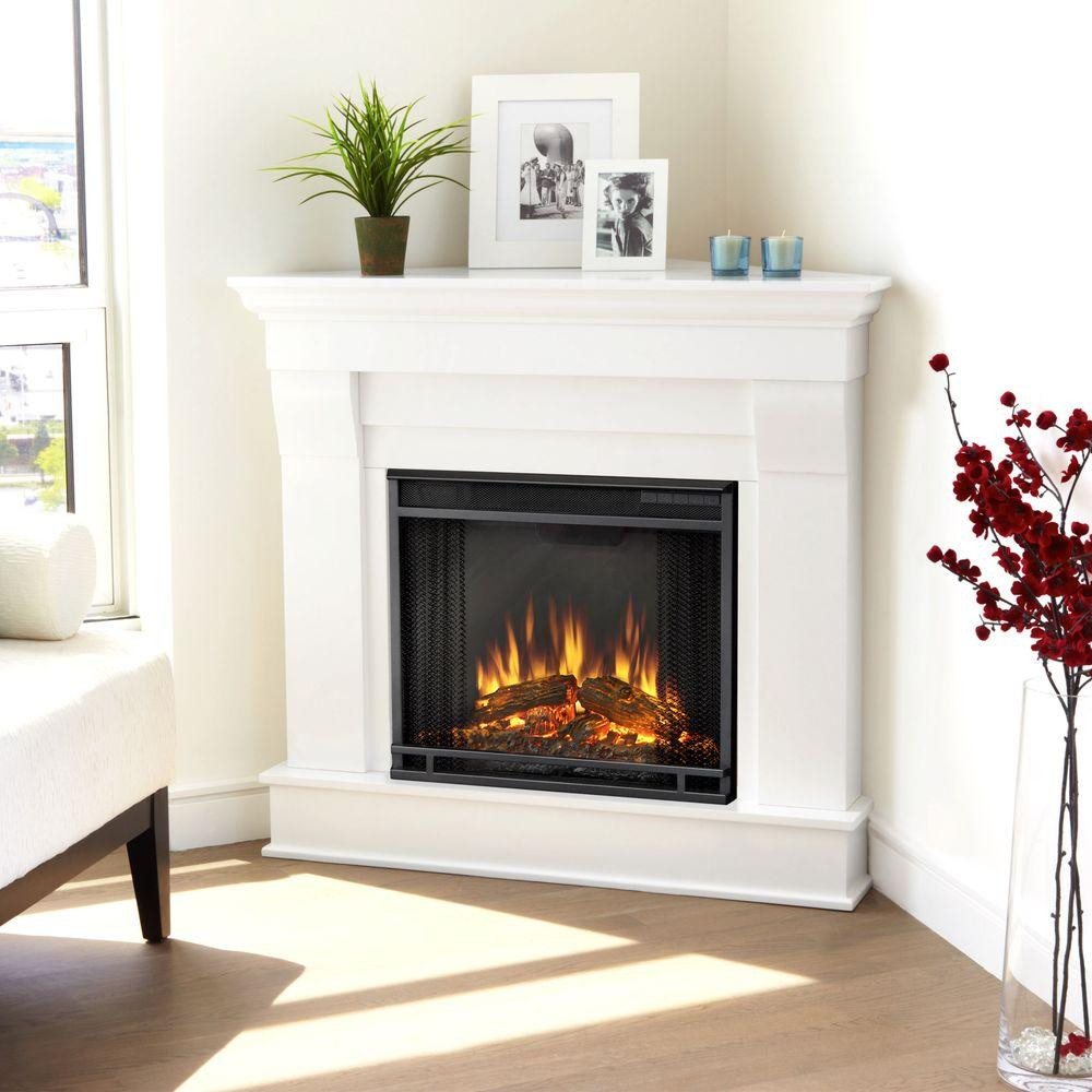 Electric White Fireplace
 Real Flame Chateau 41 in Corner Electric Fireplace in