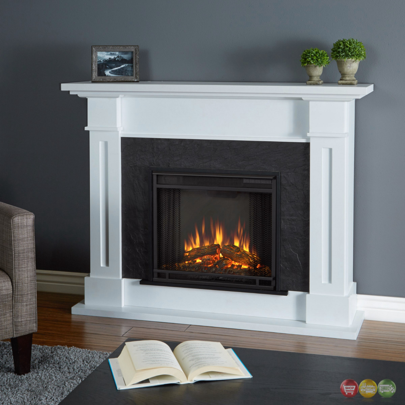 Electric White Fireplace
 Kipling Electric Heater Led Fireplace In White 4700btu 54x42