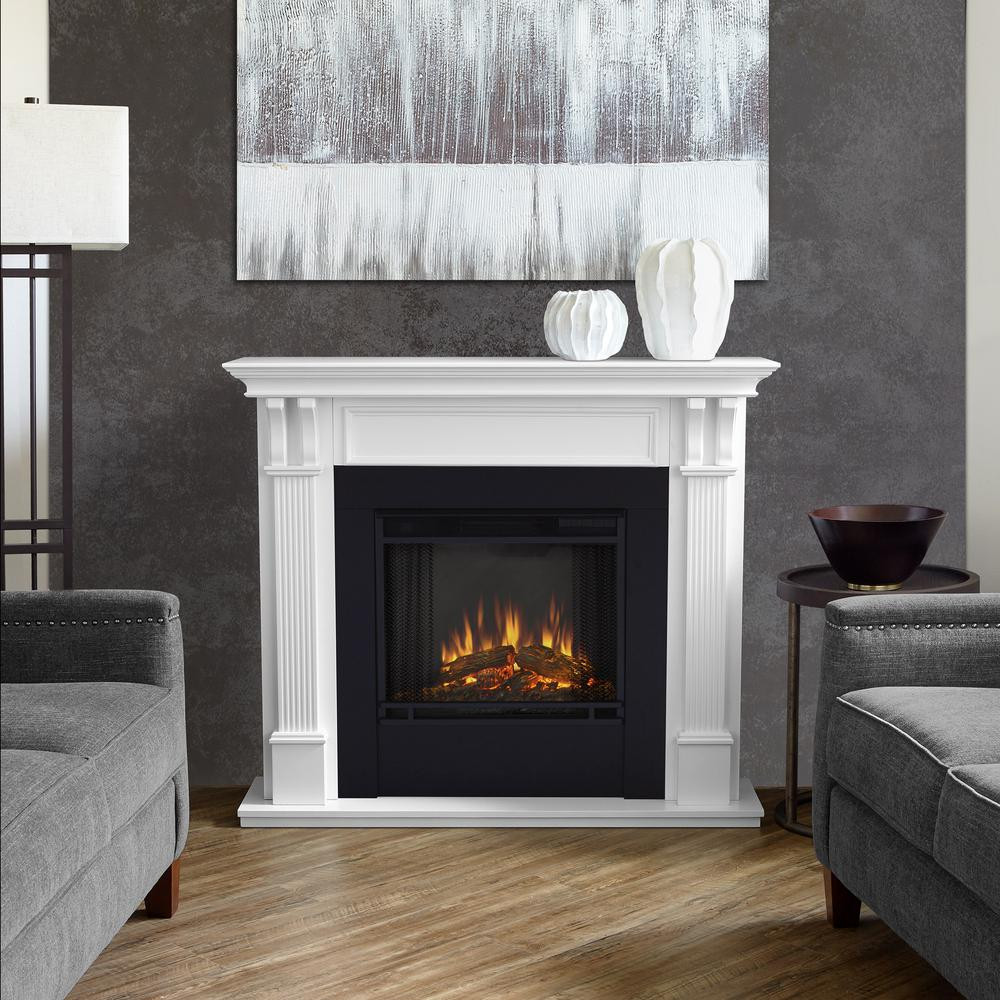 Electric White Fireplace
 Real Flame Ashley 48 in Electric Fireplace in White 7100E