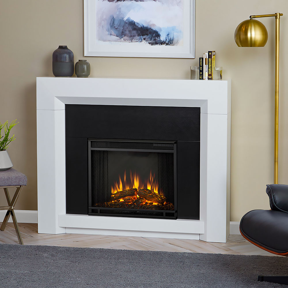 Electric White Fireplace
 Colton Electric Fireplace Mantel Package in White 4001E W