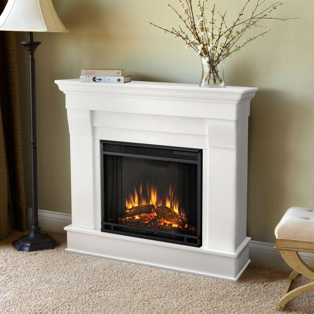Electric White Fireplace
 Real Flame Chateau 41 in Electric Fireplace in White