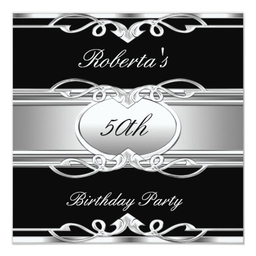 Elegant 50th Birthday Decorations
 Elegant 50th Birthday Party Black Silver 50 Card