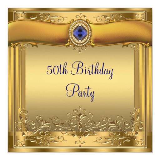 Elegant 50th Birthday Decorations
 Elegant Royal Blue and Gold 50th Birthday Party Invitation