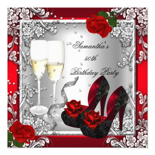 Elegant 50th Birthday Decorations
 50th Birthday Party Elegant Red Rose Silver 13 Cm X 13 Cm