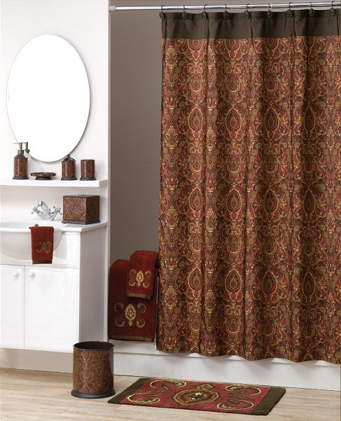 Elegant Bathroom Shower Curtains
 elegant PERSIA fabric SHOWER curtain Maroon Brown