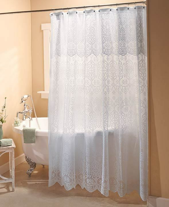 Elegant Bathroom Shower Curtains
 Elegant White Lace Shower Curtain With Liner Bath Bathroom