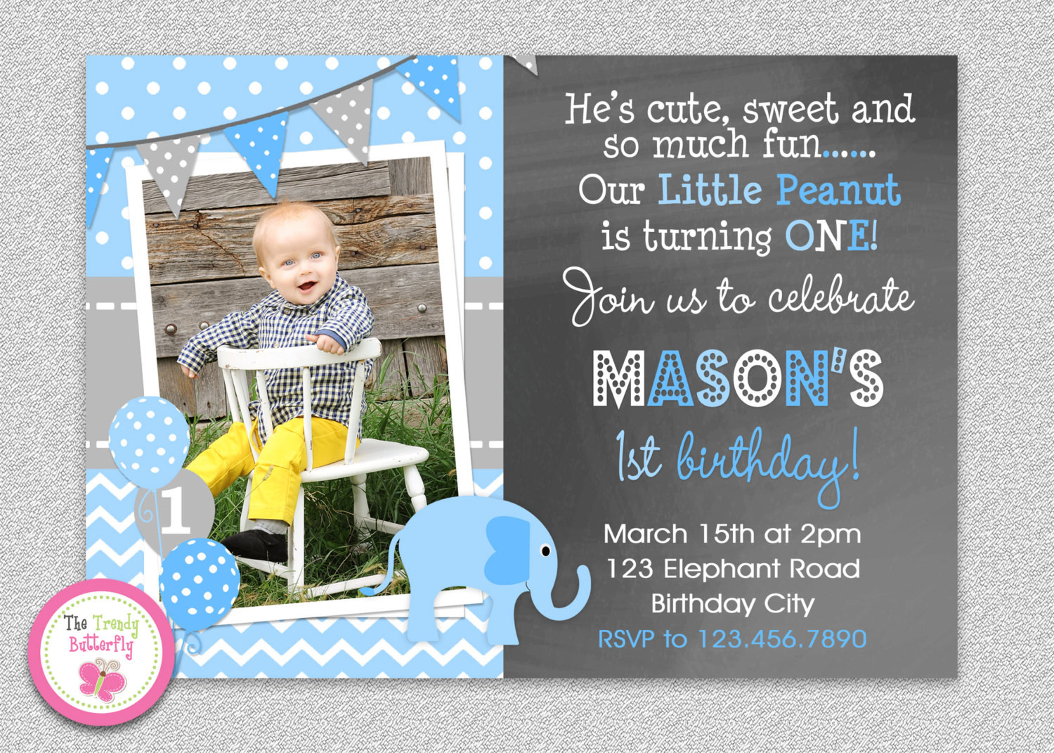 Elephant Birthday Invitations
 Boys Elephant Birthday Invitation Elephant Birthday Party