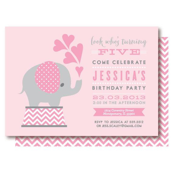 Elephant Birthday Invitations
 Pink Elephant Birthday Invitations by DelightPaperie on Etsy