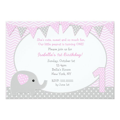 Elephant Birthday Invitations
 Elephant First Birthday Party Invitations