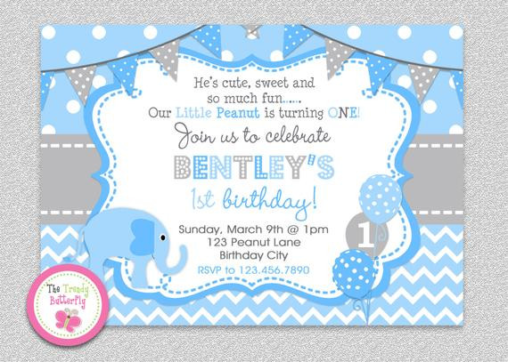 Elephant Birthday Invitations
 1st Birthday Elephant Invitation Elephant Birthday